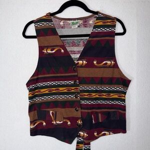 Vintage 1990's Fast Fashion of California Colorful Geometric Button-Up Vest